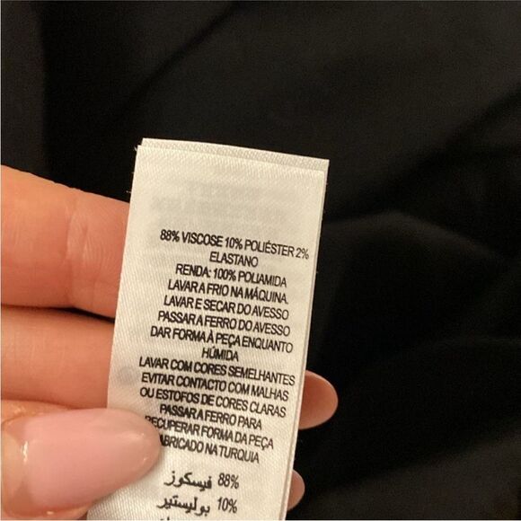 French Connection Chic Black Long Sleeve Dress with Elegant Lace, US2 - Picture 11 of 11